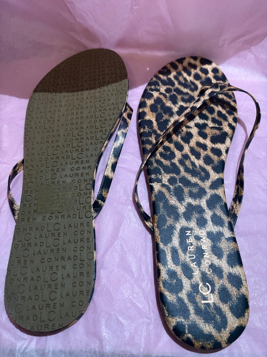 LC Lauren Conrad Leopard Print Slim-Strap Sandals - Black and Brown - Picture 4 of 6